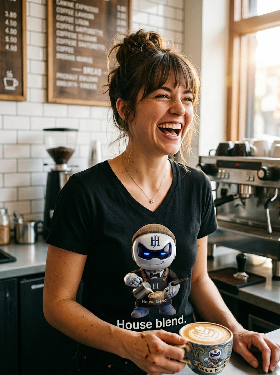 Person wearing Botson 'House blend' tee in a real-world setting