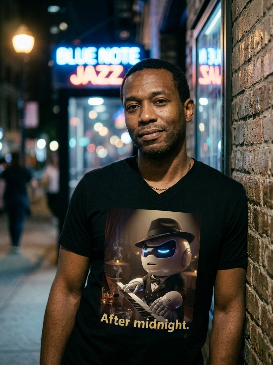 Person wearing Botson 'After midnight' tee in a real-world setting