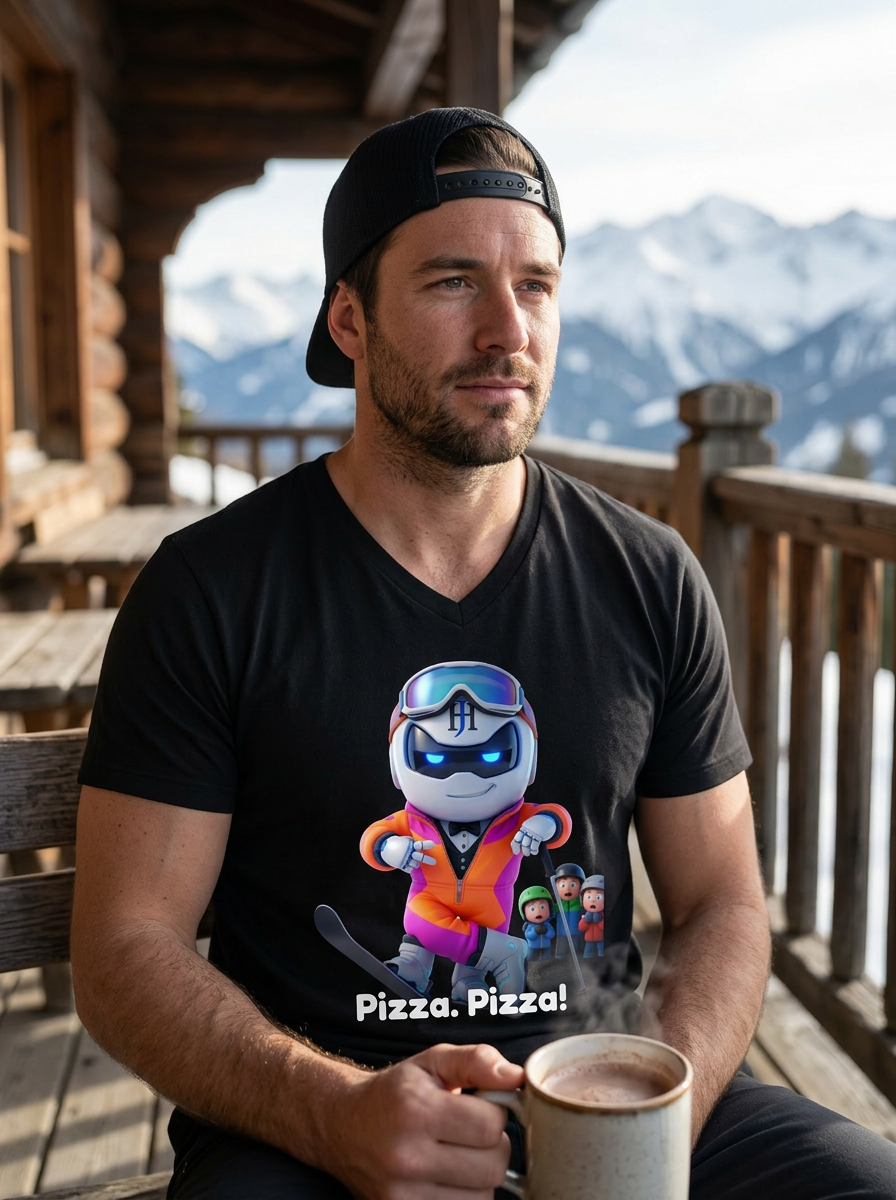 Person wearing Botson 'Pizza. Pizza!' tee in a real-world setting